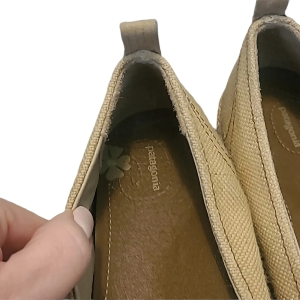 Patagonia Nuka retro khaki hemp canvas slip on flats shoes sz 7.5 new SH84